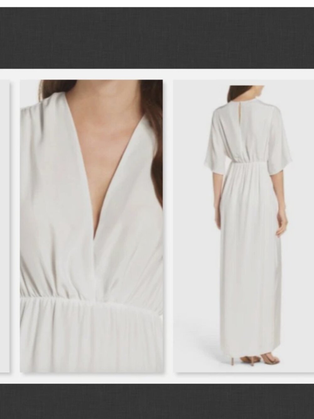 NEW Natalie Deayala Collection White Flutter Sleeve Silk Gown Size M
